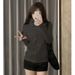 Pink Slim-fit Jacket Women's Autumn And Winter 2026 New Hooded Front Shoulder Sweater Velvet Korean Wear Waist Top_ecoleips.com