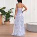 AD174 Purely Alluring Sexy Fashion Spring/Summer New Printed Backless Mesh Strap Bodycon Slit Dress_ecoleips.com