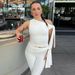 2025 Summer New Fashion Street Style Asymmetrical Neck Sleeveless Top Slim Fit Tie Shorts Set Wholesale_ecoleips.com