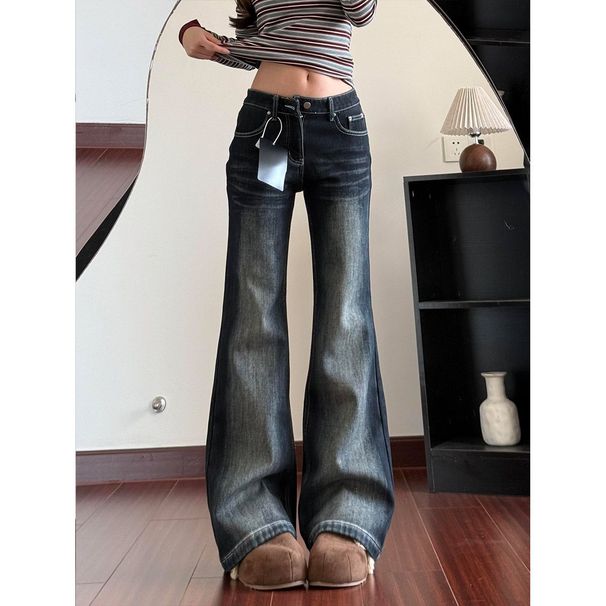 American-style Non-tight Flared Jeans For Women, Spring 2026 New Model, Slimming Retro Mid-waist Bell-bottom Pants_ecoleips.com