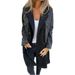 Women's Clothing Suit Collar Denim Splicing Mid Length Coat For Women_ecoleips.com