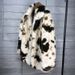 K Imitation Fur Cow Pattern Coat With Collar For Women's Mid To Long Length Jacket_ecoleips.com