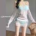 Women's Long Sleeve Two Piece Swimsuit Sexy Sweet Style Hot Girl Bikini For Beach Vacation Four Piece Hot Spring Swimsuit_ecoleips.com