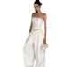 2025 New European And American Style Patchwork Sequin Strapless White Sleeveless Slim Fit Design One-Shoulder Sexy_ecoleips.com