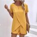 Women's Solid Color Asymmetrical Top And Shorts Set - Casual Summer Two-Piece Outfit_ecoleips.com