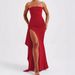 Summer Sexy Tube Top Long Skirt For Women High Slit Solid Color Pleated Dress Style Fashionable_ecoleips.com