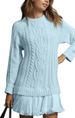 K Round-neck Twisted Knitted Sweet Mini Dress_ecoleips.com