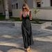 Cross-border Foreign Trade European And American Style Women's French Silk Satin Texture Sleeveless Midi Dress_ecoleips.com