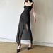 European And American Style 2024 Spring/summer New Women's Sexy Strapless Bustier Slit Bodycon Long Dress_ecoleips.com