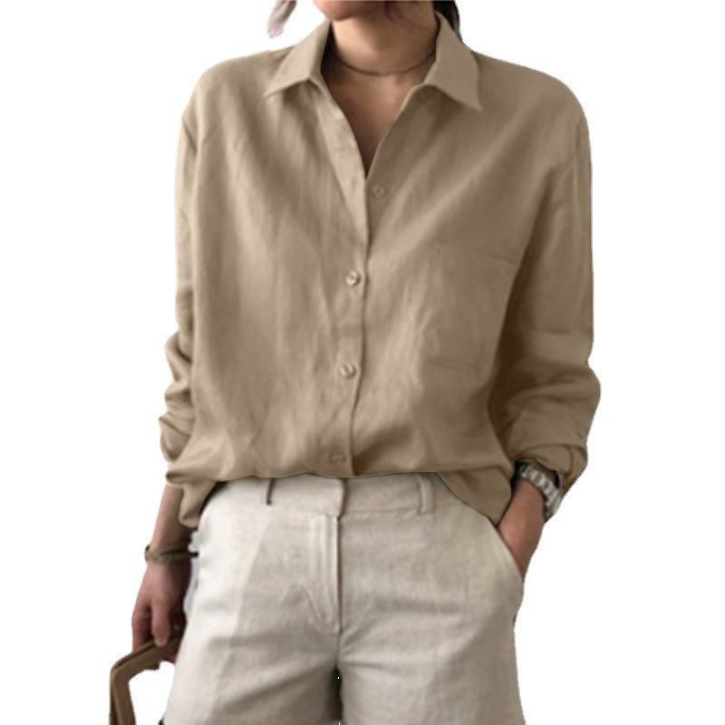 Solid Color Shirt For Women 2025 Autumn New High-Quality Chic Mature Style Top_ecoleips.com