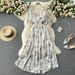 Women's Seaside Resort Dress V Neck Slim Waist Long Gown For Spring Autumn 2023 Fashionable Cross Border Style_ecoleips.com