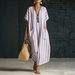 Women's Loose Fit V Neck Striped Floral Print Maxi Dress – Casual Boho Summer Resort Gown 2026_ecoleips.com