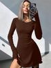 Women's Sexy Club Long Sleeve Mini Bodycon Dress Suitable For Nightclub, Family Party, Vacation, Leisure_ecoleips.com