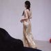 Women's Clothing Gold Evening Dress Niche Swing Collar Backless Dress Sequin Party Long Slim Slit Catwalk Dress Skirt_ecoleips.com