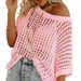 Women's Clothing Sexy Hollow-Out Knit Top – Summer Sleeveless Beach Cover-Up With 3D Lace Pattern & Flowy Sleeves_ecoleips.com