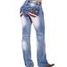 Women's High-Waisted Straight Leg Jeans Printed Fashion Washed Denim Casual Office Lady Street Style Spring/Autumn Regular Fit_ecoleips.com