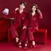 Voya Pajamas Newlywed Couple Set High-end Red Island Velvet Autumn Winter Groom Bride Wedding Men Women_ecoleips.com