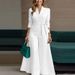 Women's Solid Color Belted Jacket & Pants Two-Piece Set - Elegant Office & Casual Outfit For All Seasons_ecoleips.com