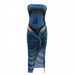 XZ8036 New Popular European And American Women's Dress, Mesh Printed Strapless High-slit Sexy Ultra-long Dress_ecoleips.com