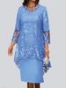 Verve 2025 New Plus Size Women's Evening Lace Embroidery Two-Piece Set Elegant Commuter Slim Dress_ecoleips.com