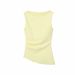Women's Pleated Asymmetric Boat Neck Sleeveless Top, Casual Chic T-Shirt For Summer Comfortable Sleeveless Cut_ecoleips.com