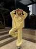 Casual European And American Fleece Women's Suit Loose Long-sleeved Hooded Sweater Elastic Wide-leg Pants Two-piece Set For Women_ecoleips.com