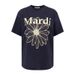 Cross-Border Summer New Mardi Zou Chrysanthemum Print Letter Unisex Round Neck Short Sleeve T-Shirt Size 4_ecoleips.com