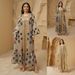 Middle Eastern Women's Fashion Muslin Sequin Gold Edged Embroidered Yarn Robe Two Piece Set_ecoleips.com