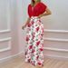 2023 European And American Women's INS Summer New Elegant V-neck Printed Wide-leg Pants Fashion Casual Set_ecoleips.com