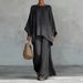 Women's Linen Blend Shirt And Wide Leg Pants Set - Casual Fashion mid Waist Full Length Summer Spring/Autumn Suit_ecoleips.com