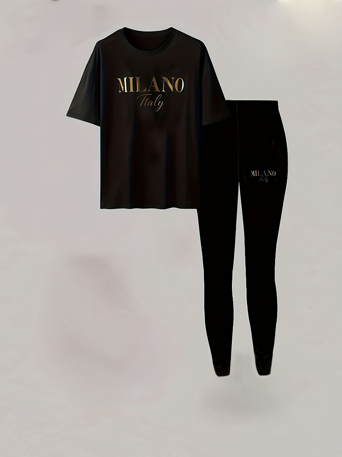 Women's Clothing American Fashion Set Short Sleeve T-Shirt & Trousers Casual Style Polyester Spring Autumn Summer Wear_ecoleips.com