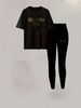 Women's Clothing American Fashion Set Short Sleeve T-Shirt & Trousers Casual Style Polyester Spring Autumn Summer Wear_ecoleips.com