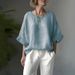 Women's Clothing Solid Color Comfortable Linen Top For Women Round Neck Drop Shoulder Loose Fit Slimming Plus Size_ecoleips.com