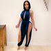 Women's sexy strap elastic slit women's jumpsuit_ecoleips.com
