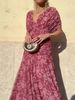 Floral Print High Waist Pleat Party Dress Elegant Women Bat Sleeve Swing Party Dress Female Chest Low Cocktail A-Line Dress HPSW_ecoleips.com