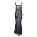 European And American Style Sexy Strap 2024 Spring New Mesh See-through Back Tie Long Dress Wholesale_ecoleips.com