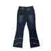 High Waisted Stretch Denim Patchwork Jeans for Women Slimming Fit Floor Length Flared Dark Blue Jeans_ecoleips.com