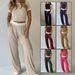 Women's Casual Wide Leg Pants Set Short Sleeved Solid Color Sportswear Two-Piece Spring Summer Clothing_ecoleips.com