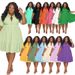 Plus Size Shirt Dress For Women – Oversized Button-Down Collar Dress With Long Sleeves (A-Line, Solid Colors)_ecoleips.com