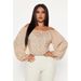 Sequin Off-Shoulder Top – Glamorous Lantern Sleeve Blouse With Stretch Polyester & Embroidered Detailing (S-XXL, Black/Beige)_ecoleips.com