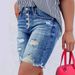K New Fashionable Women's Perforated Elastic Denim Jeans, Fashionable Denim Shorts_ecoleips.com