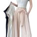 Suitable For All Seasons White Cotton Linen Wide-Leg For Women, Summer Thin High-Waist Loose Draped Straight-Leg Floor-Length Yamamoto Pants_ecoleips.com