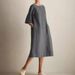 Plus Size Boho Pocket Dress – Breathable Linen-Blend Midi Dress With 3/4 Sleeves (Khaki/Burgundy/Gray/Black, S-4XL)_ecoleips.com
