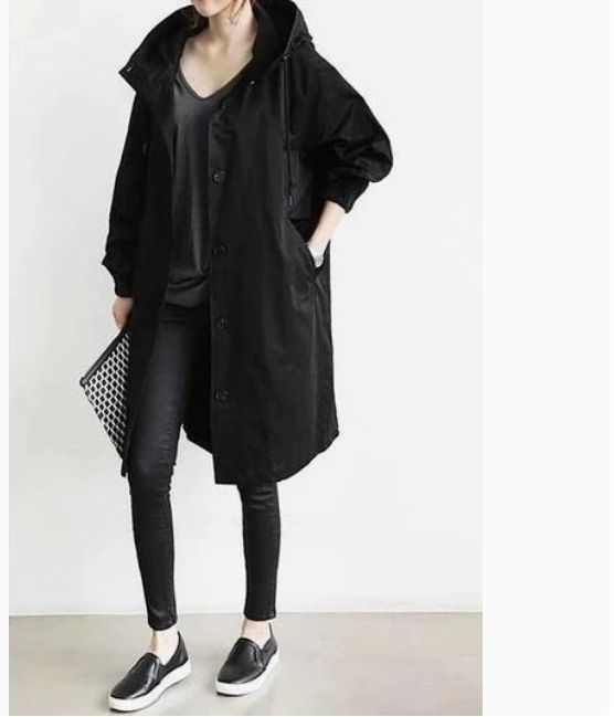 Elegant Casual Long Sleeve Mid-Length Trench Coat For Women - Stylish Loose Fit With Belted Waist & Button Closure, Versatile Seasonal Outerwear_ecoleips.com