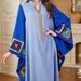 Plus Size Women's Patchwork Color Block Long Robe Dress Loose Fitting Fashionable Muslim Clothing Relaxed Everyday Wear Comfortable Feshion_ecoleips.com