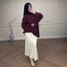 New Muslim Loose Long Sleeve Top And Color Block Skirt Set_ecoleips.com