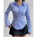 Striped Long Sleeved Shirt for Women Slim Fit Versatile Preppy Style Pure Innocent Outerwear Cross Border Export Niche Unique Design_ecoleips.com