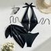 Women's Clothing Bright Color Two Piece Swimsuit Bikini Style One Piece Hollow Out Design For Women Quick-Dry Polyester, Modest Coverage_ecoleips.com