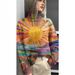 Women's Abstract Print Turtleneck Sweater Casual Cape Coat For Christmas_ecoleips.com