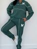 Women's Fashionable Lapel Zipper Polo Shirt Set Solid Color Autumn Sweatshirt_ecoleips.com